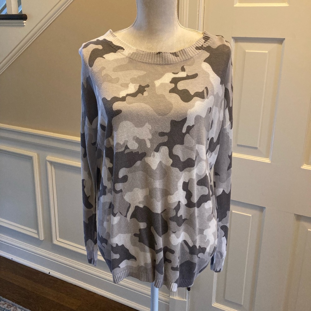 Gray Camo Sweater Top